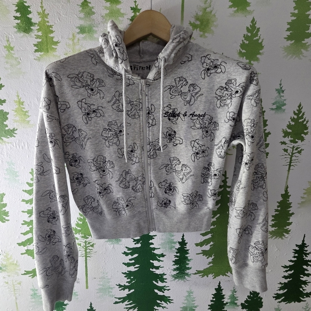 Gray Lilo & Stitch Kids Zip-Up Hoodie.
